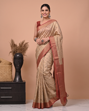Beige Munga Weaving Saree