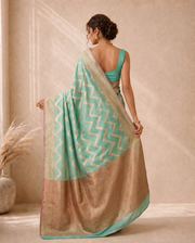 Green Munga Weaving Saree with Woven Pallu