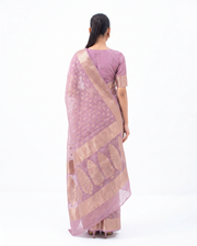 Lilac Purple Cotton Lichi Silk Fancy Banarasi Buti Richpallu Heavy Blouse Saree