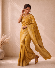 Mustard Yellow Cotton Silk Zari Woven Saree