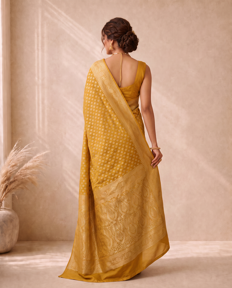 Mustard Yellow Cotton Silk Zari Woven Saree