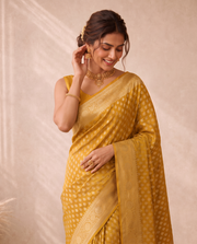 Mustard Yellow Cotton Silk Zari Woven Saree
