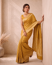 Mustard Yellow Cotton Silk Zari Woven Saree