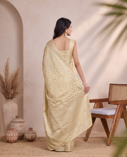 Lemon Yellow Chanderi Cotton Zari Butti Saree