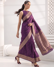Purple Katan Silk Fancy Zari Woven Saree