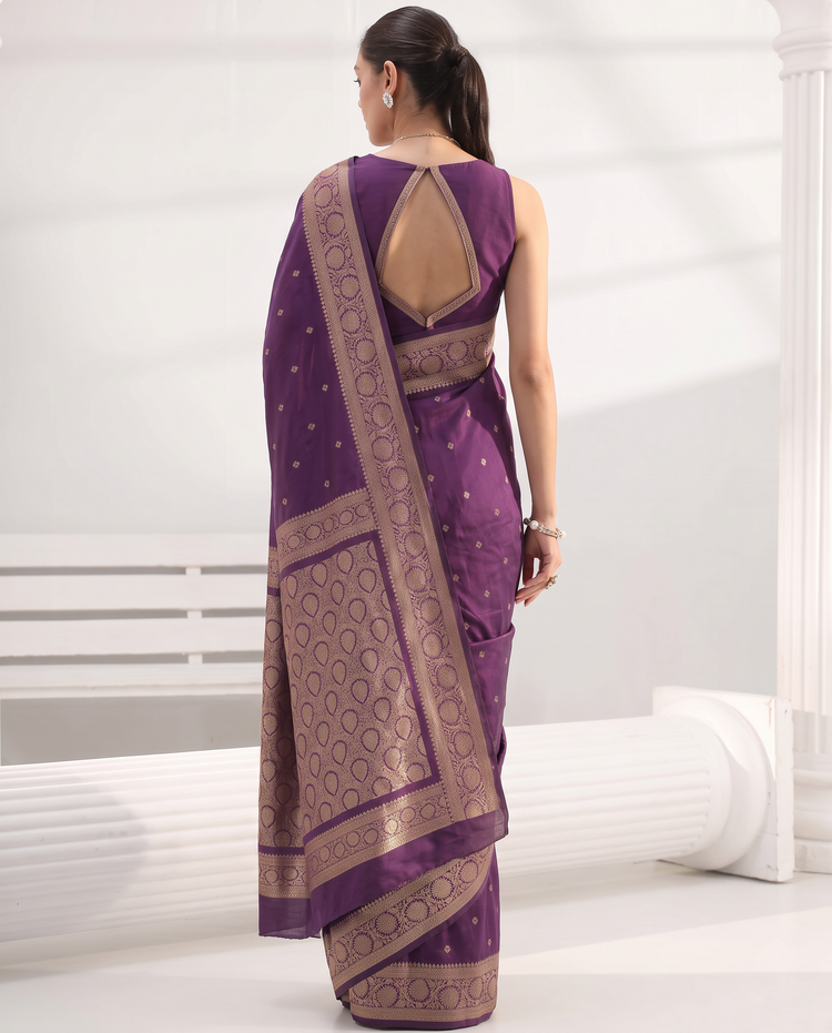 Purple Katan Silk Fancy Zari Woven Saree