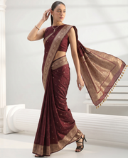 Wine Katan Silk Fancy Saree