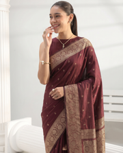 Wine Katan Silk Fancy Saree