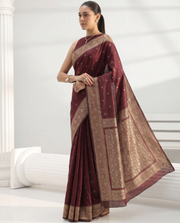 Wine Katan Silk Fancy Saree
