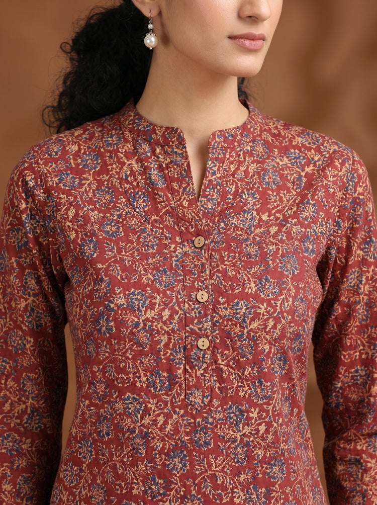 Maroon Printed Cotton Tunic
