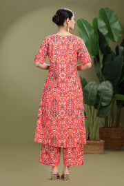 Coral Cotton Flex Printed A Line Kurta Pant Co ord Set