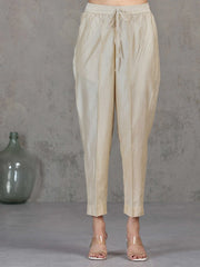 Cream Embroidered Straight Co-ord Set