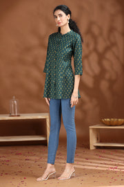 Dark Green Printed Cotton Tunic