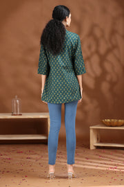 Dark Green Printed Cotton Tunic
