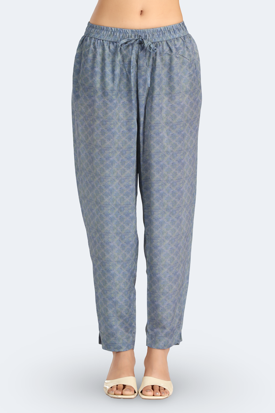 Blue PolySilk Printed Straight Kurta Pant and Dupatta Suit Set for women