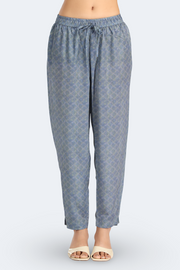 Blue PolySilk Printed Straight Kurta Pant and Dupatta Suit Set for women