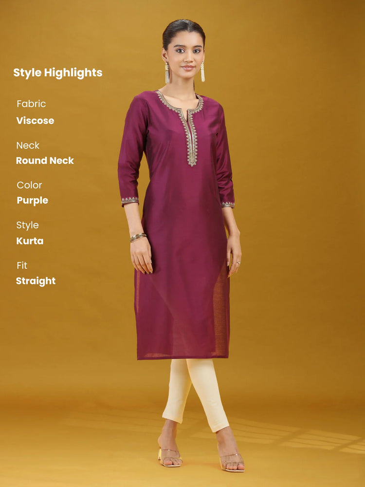 Elegant Purple Embroidered Kurta
