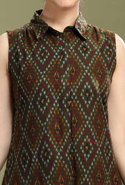 Forest Green Cotton Flex Printed A Line Kurta Pant Co ord Set