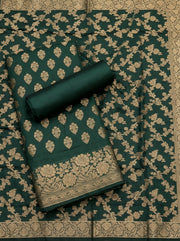 Forest Green Banarasi Woven Dress Material