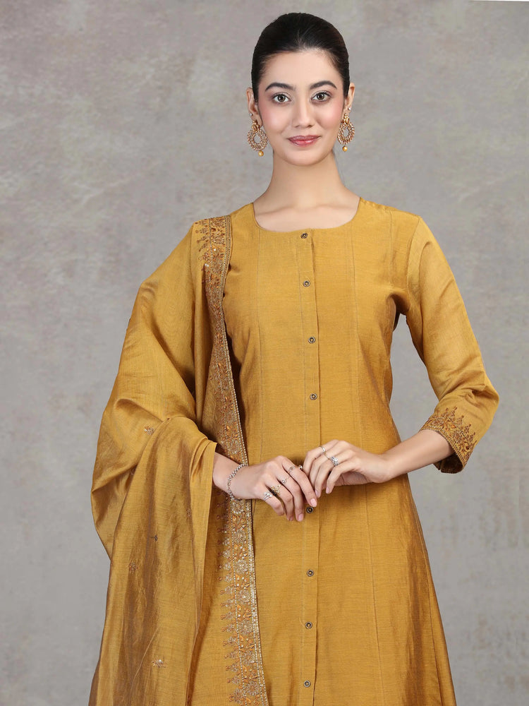 Gold Embroidered A-Line Ethnic Set