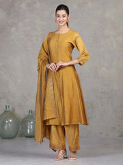 Gold Embroidered A-Line Ethnic Set