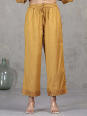 Gold Embroidered A-Line Ethnic Set