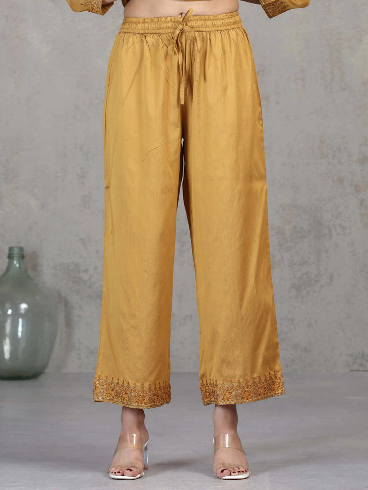 Gold Embroidered A-Line Ethnic Set