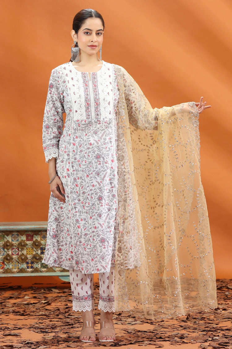 Gold Net Embroidered Dupatta for Women and girls