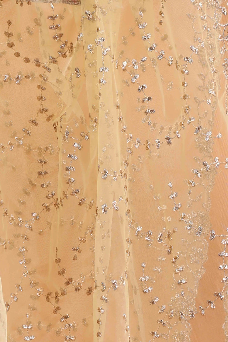Gold Net Embroidered Dupatta for Women and girls