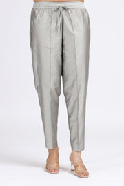 Gray PolySilk Embroidered Straight Kurta Pant Co ord Set