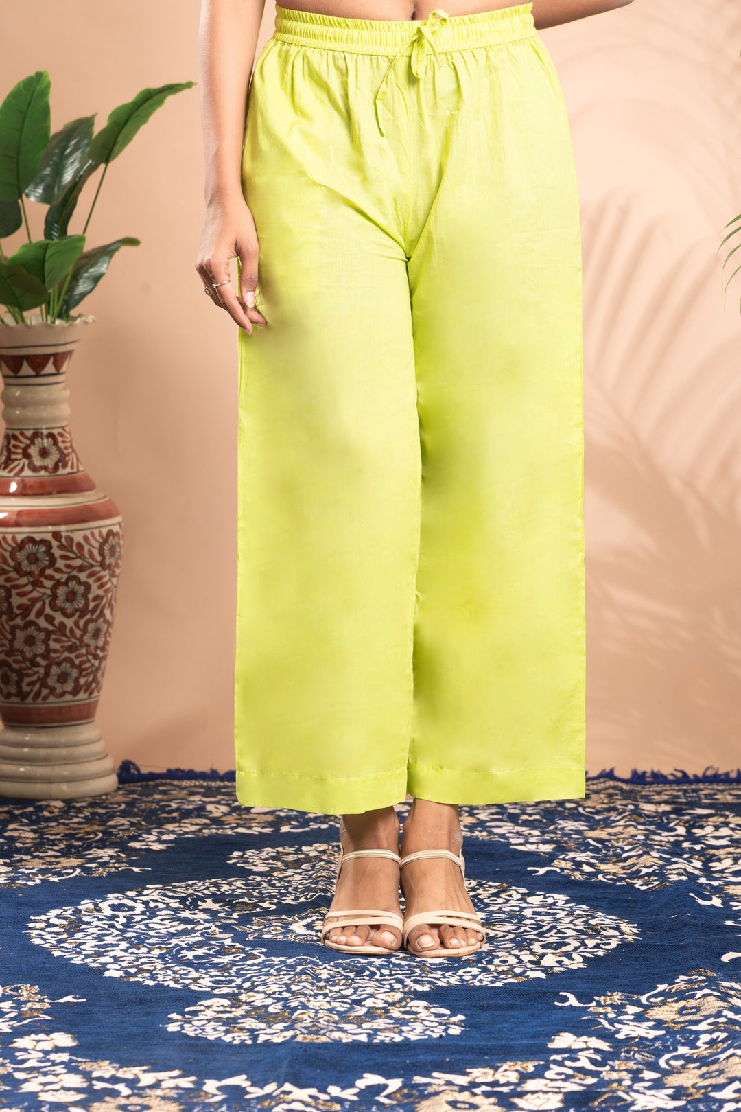 Green Embroidered A-Line Ethnic Set