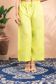 Green Embroidered A-Line Ethnic Set