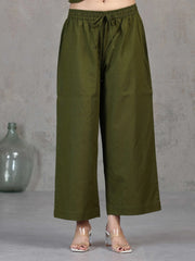 Green Embroidered Cotton Straight Co-ord Set