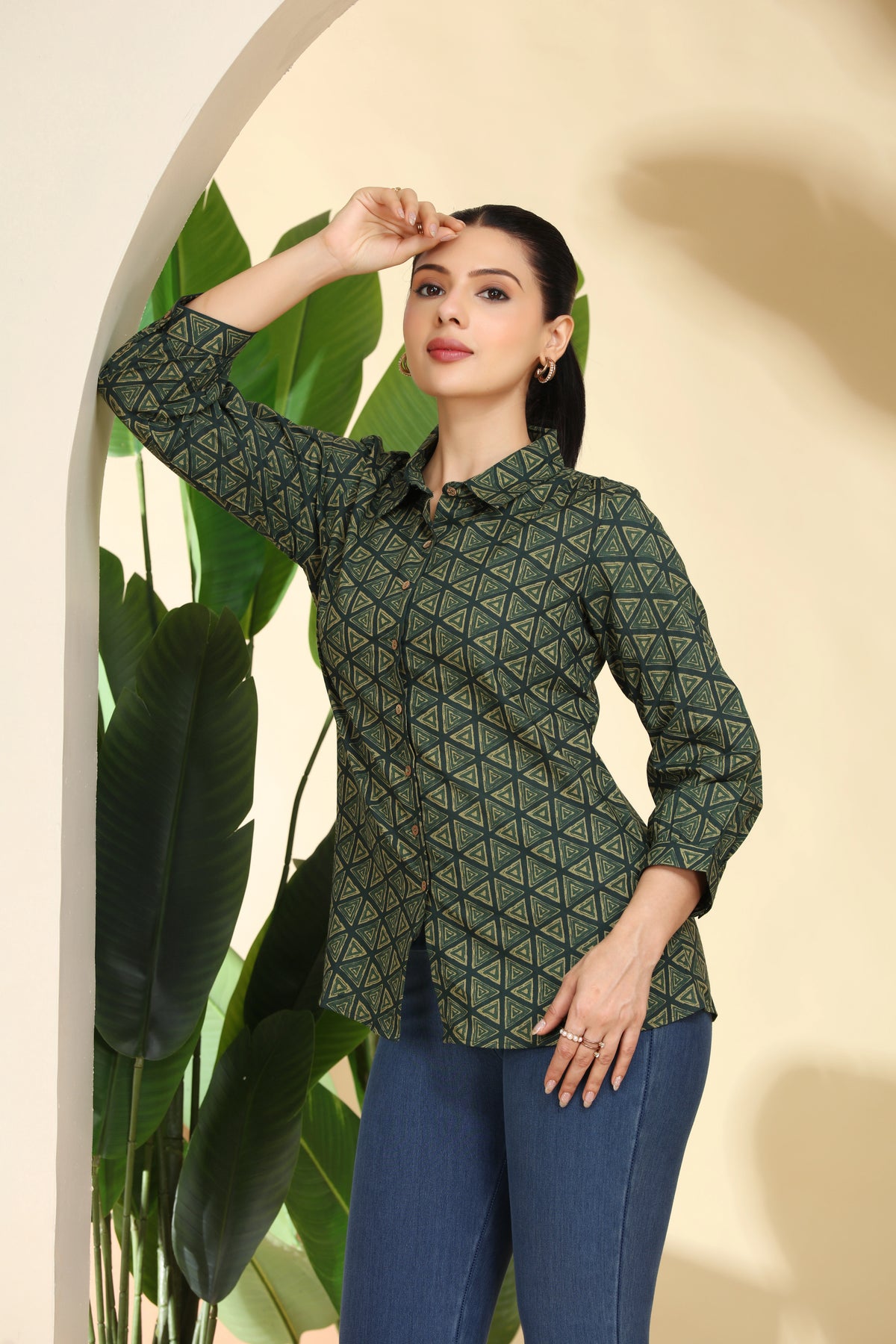 Green Printed Cotton Tunic