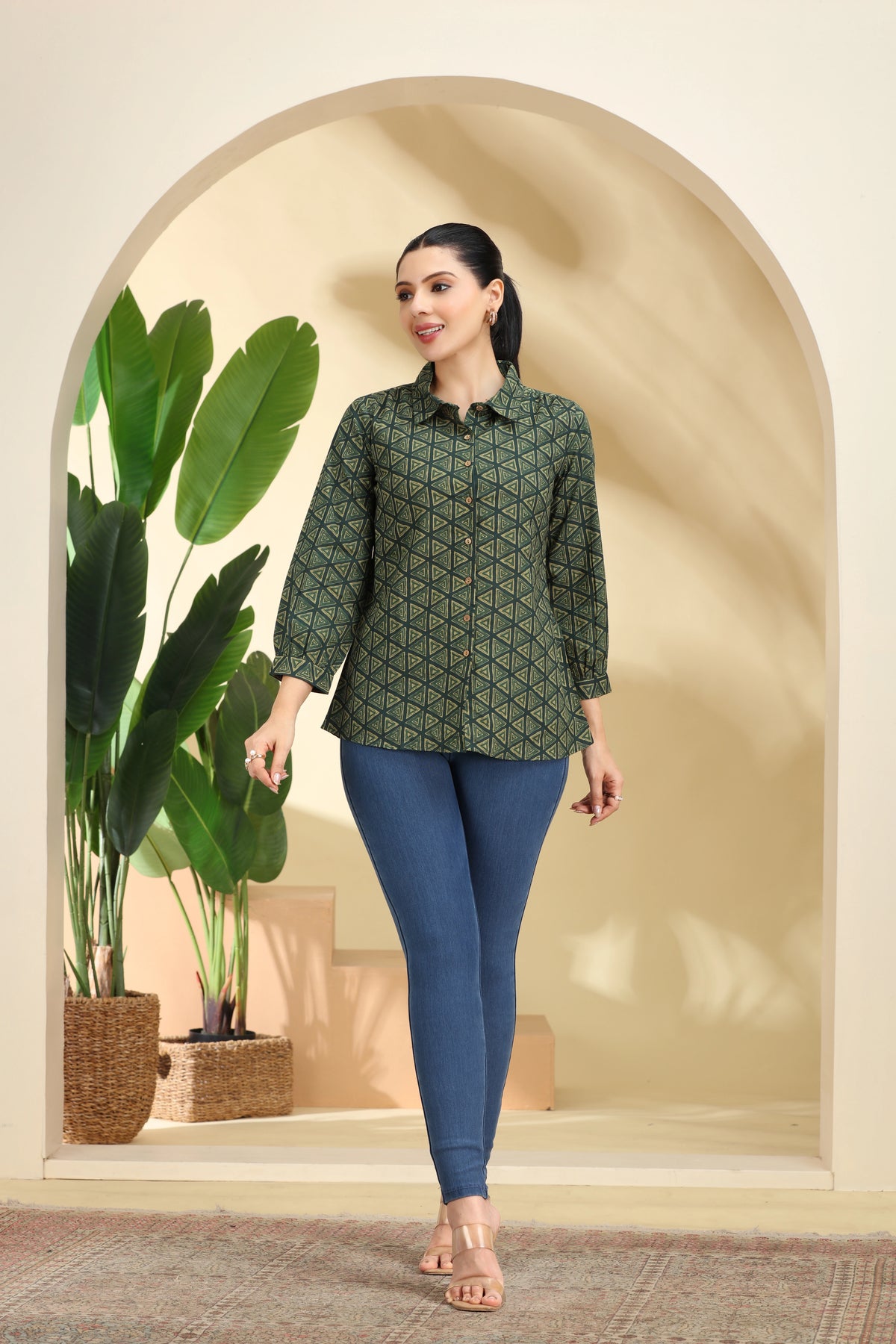 Green Printed Cotton Tunic