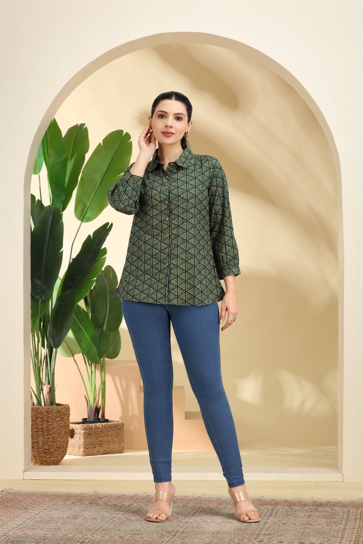 Green Printed Cotton Tunic