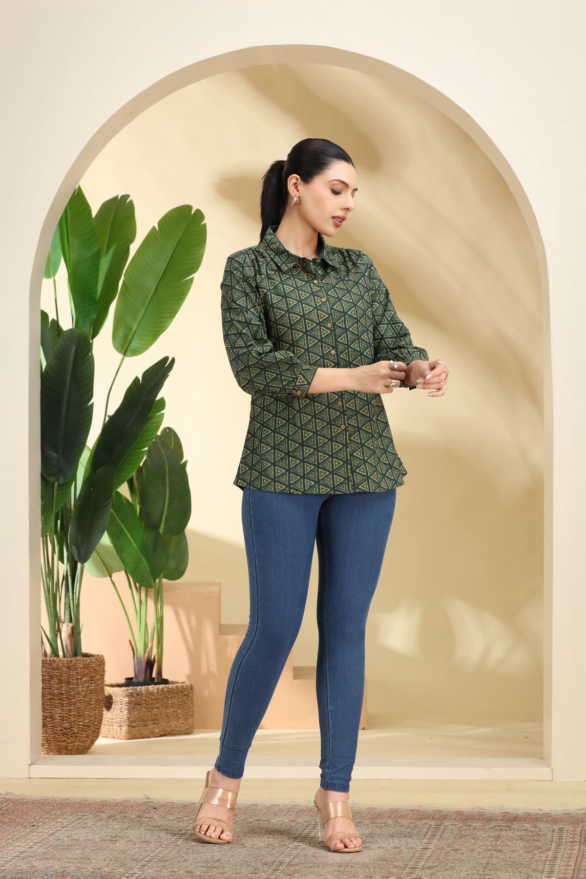 Green Printed Cotton Tunic