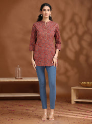 Maroon Printed Cotton Tunic