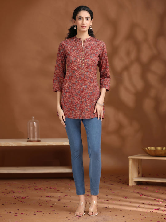 Maroon Printed Cotton Tunic