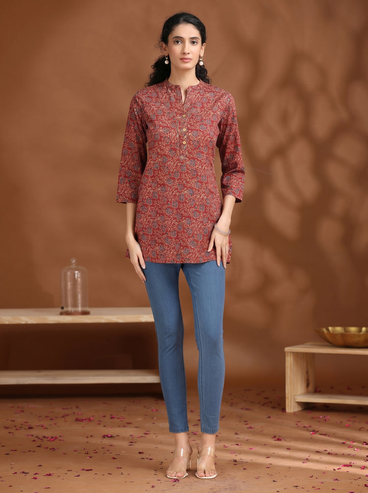 Maroon Printed Cotton Tunic
