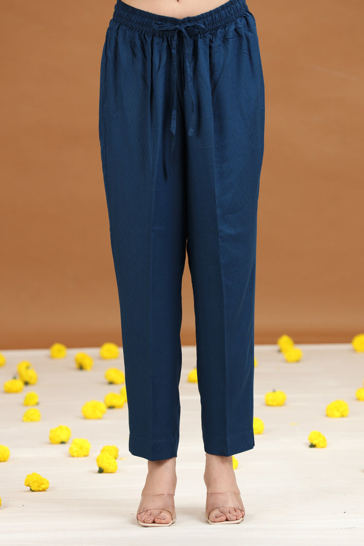 Indigo Blue Embroidered Straight Co ord Set