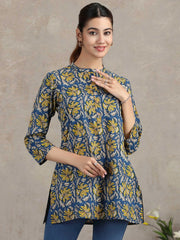 Indigo Floral Printed Straight Tunic