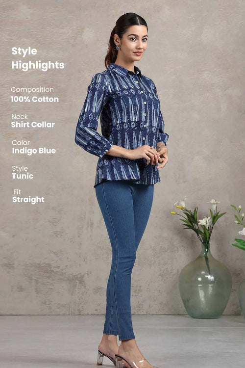 Indigo Blue Printed Cotton Tunic