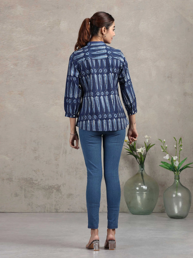 Indigo Blue Printed Cotton Tunic