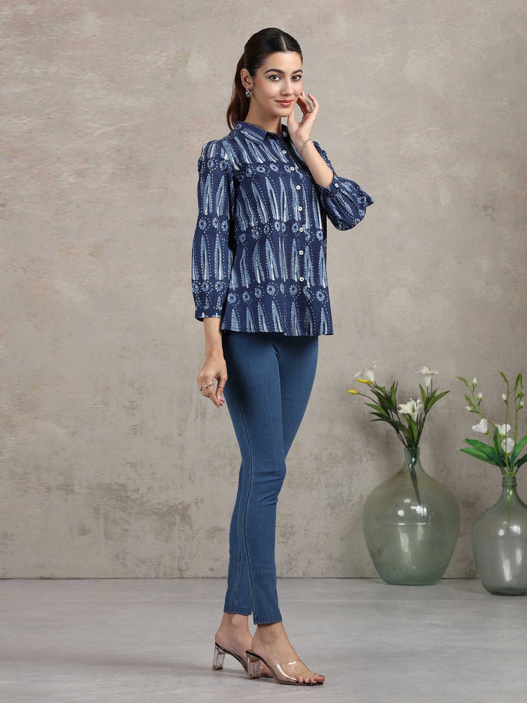 Indigo Blue Printed Cotton Tunic