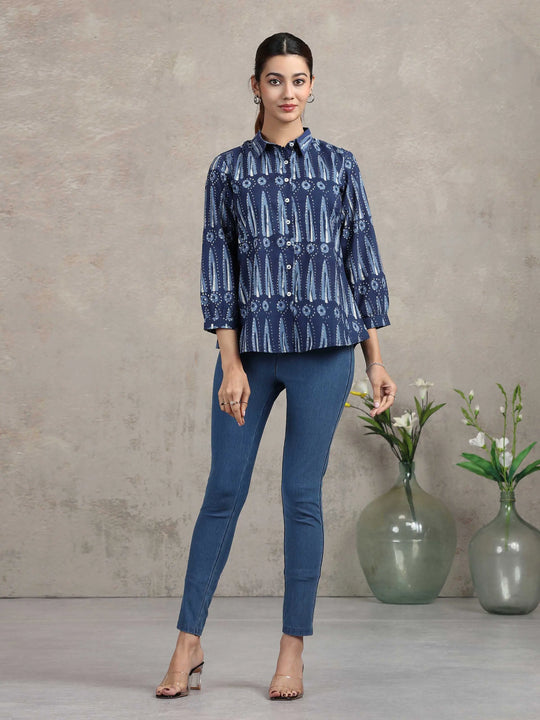 Indigo Blue Printed Cotton Tunic