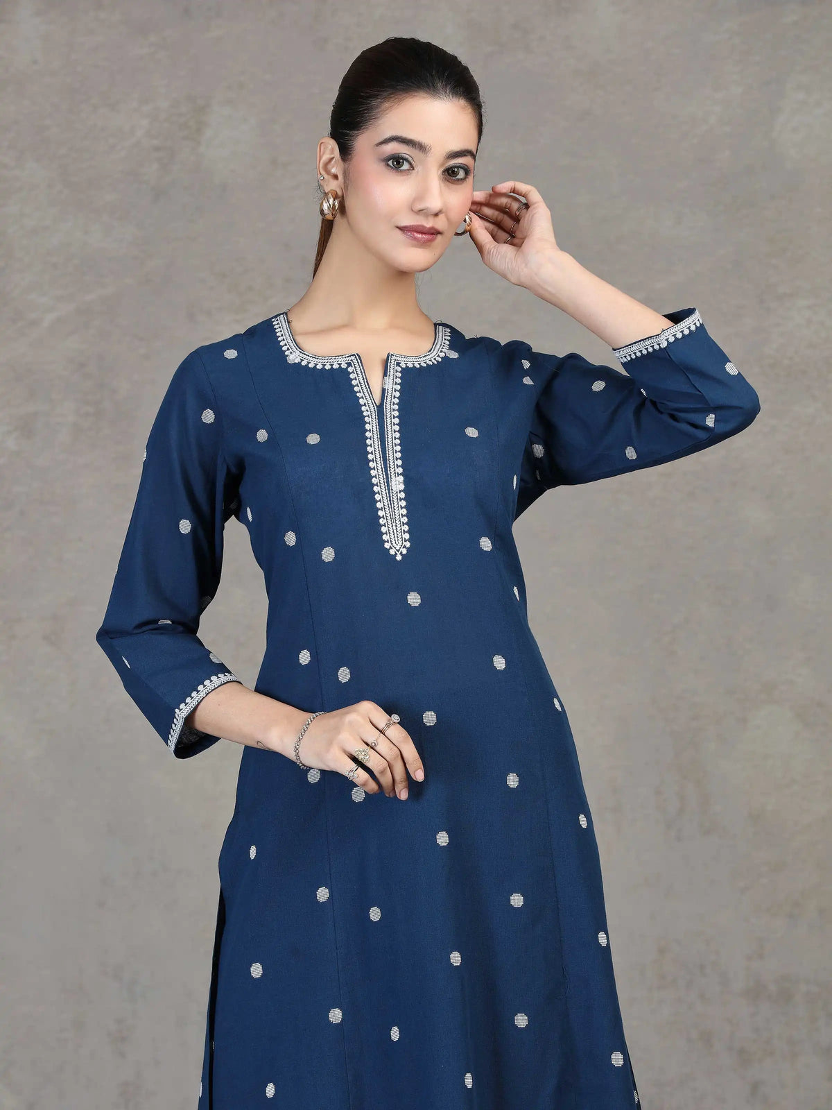 Indigo Embroidered A-Line Co-ord Set
