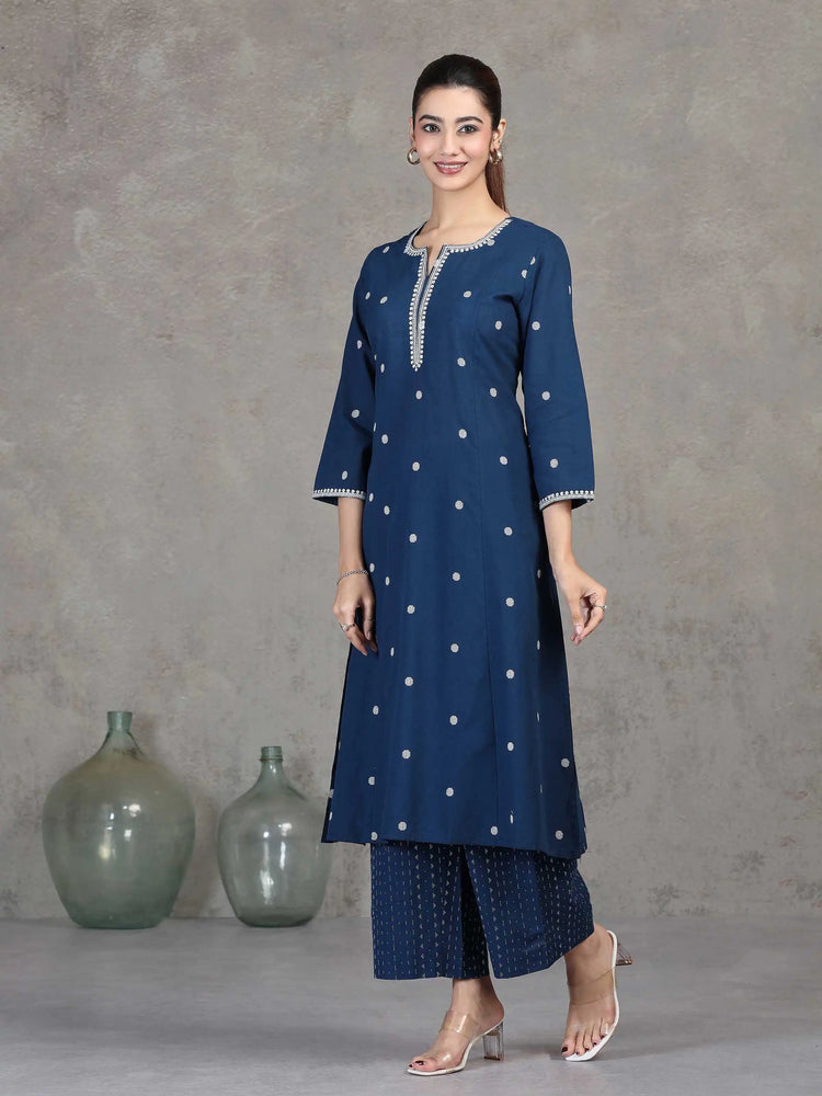 Indigo Embroidered A-Line Co-ord Set