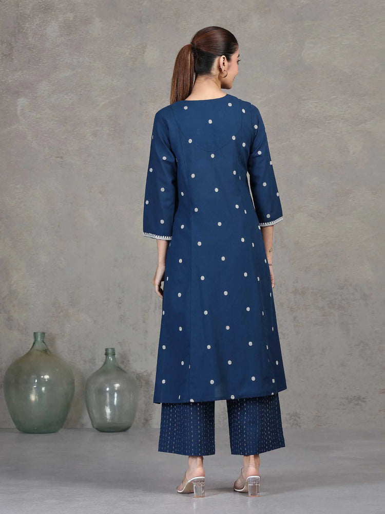 Indigo Embroidered A-Line Co-ord Set