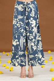 Indigo Floral Printed A-Line Co-ord Set